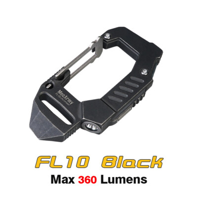 Mecarmy FL10 Titanium Rechargeable Carabiner 360 Lumens Flashlight Torch - Black