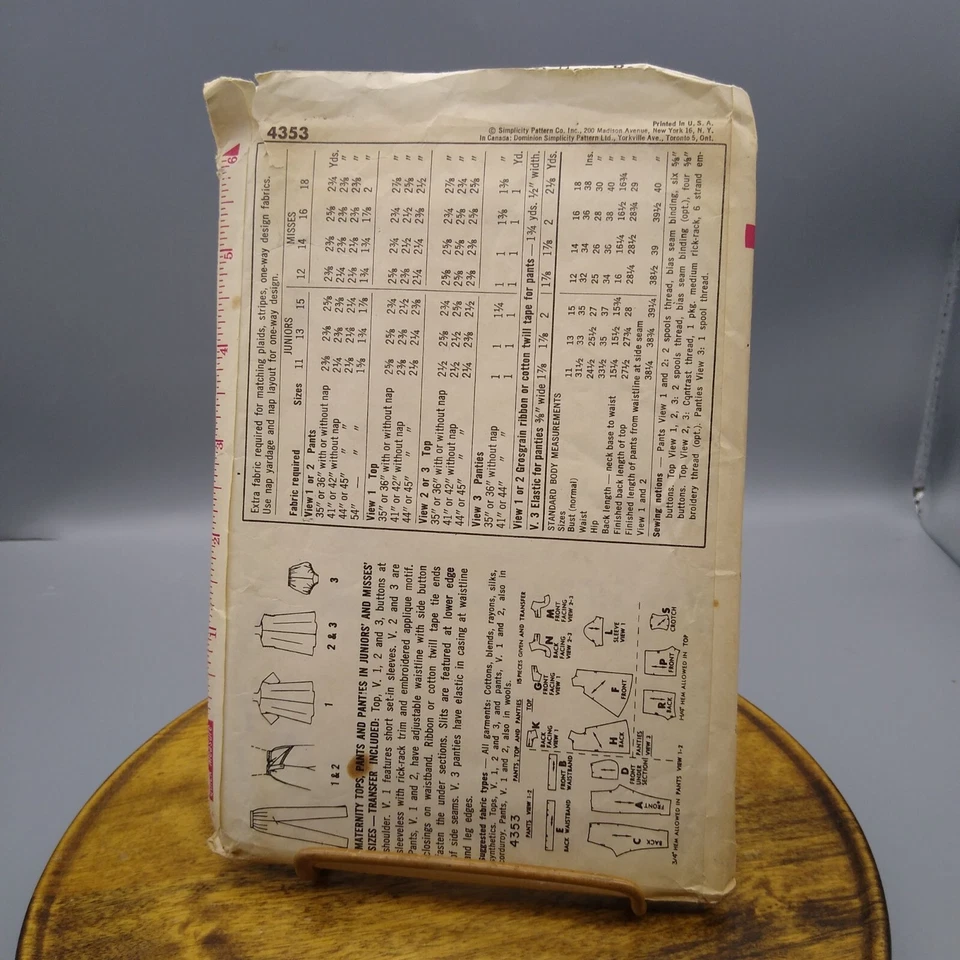 Vintage Sewing PATTERN Simplicity 4353, Women 1962 Maternity Tops Pants and Pant - Image 2 of 3