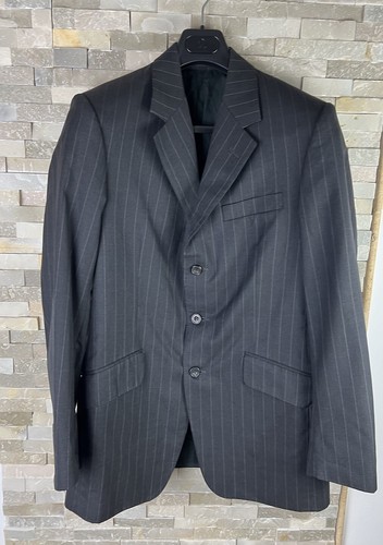 Aquascutum Mens Size 40 Wool Black Stripe Smart Jacket Blazer