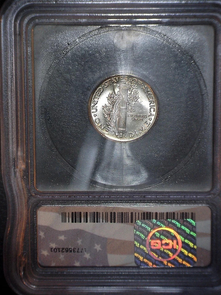 1941-S Mercury Dime, ICG MS65 Full Bands, Little Gem, Issue Free - Image 2 of 2