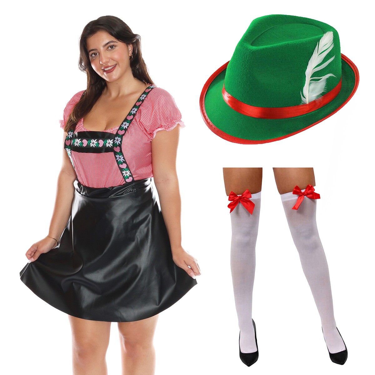 DISFRAZ BÁVARO DE LUJO PARA MUJER PANTALONES DE CUERO ALEMÁN OKTOBERFEST DISFRAZ DISFRAZ