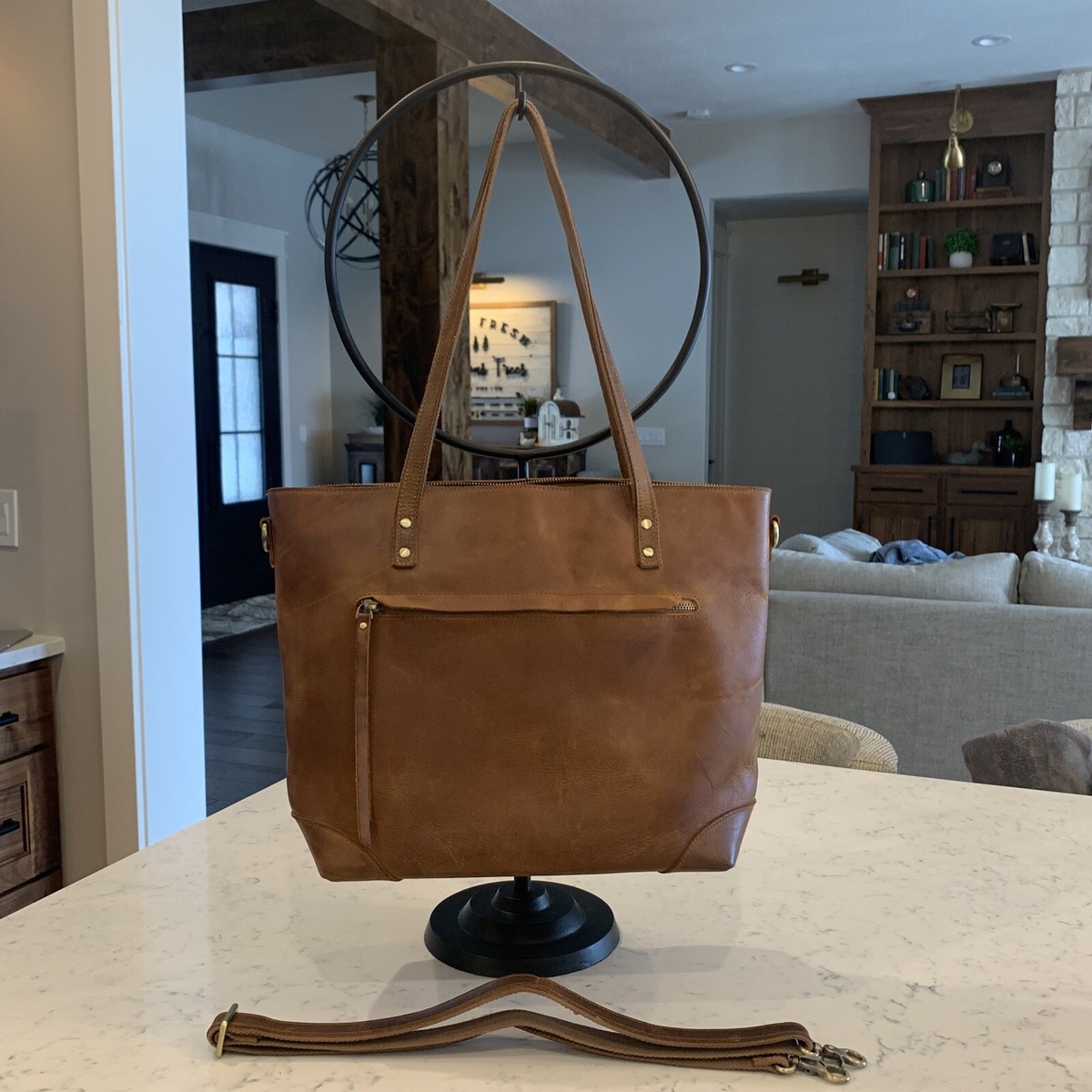 バッグ vintage Genuine Leather Shoulder bag Z) S-ZONE Vintage Genuine Leather Shoulder Bag Work Totes
