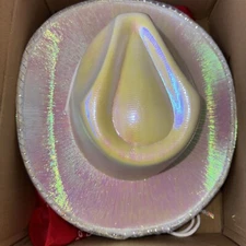 Party Glowz LED Light Up Flashing Black & White Cowboy Hat Pack Of 2 | Bonus Hat