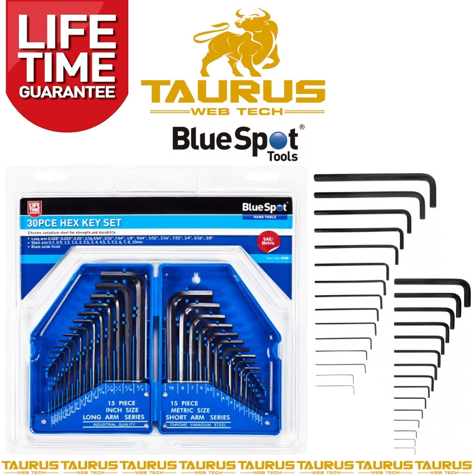 30 x BlueSpot Hex Key Set Metric Imperial 0.7-10mm | 0.028-3/8" | DIY Hand Tools - Image 2 of 4