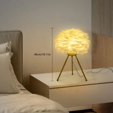 110V Bedside Lamp Modern Feather Desk Night Light Table Lamp For Bedroom Decor