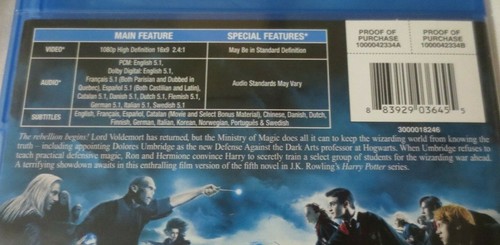 HARRY POTTER AND THE ORDER OF THE PHOENIX BLUE-RAY DVD - Picture 3 of 4