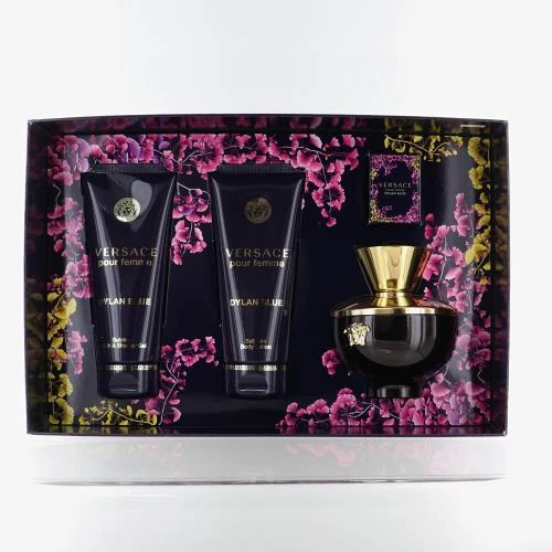 VERSACE POUR FEMME DYLAN BLUE by Versace 4 PIECE GIFT SET - 3.4 OZ EAU DE  PARFUM