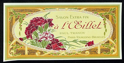 Savon Extra Fin à L'œillet Paul Tranoy Paris French Violet Soap Label