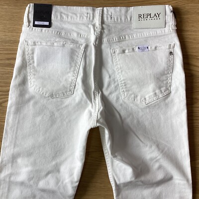 Neu mit Etikett Replay MAIJKE gerade geschnittene weiße Damenjeans Größe 12 W31 L27 445B