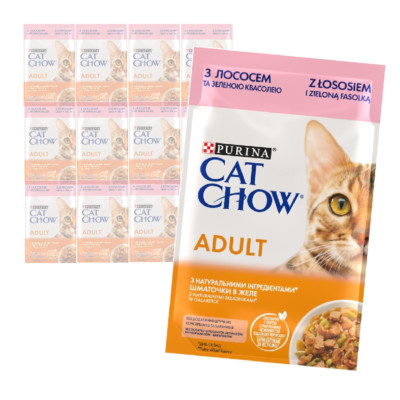 PURINA CAT CHOW ADULT 12x85g NASSES KATZENFUTTER MIT LACHS IN GELEE