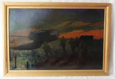 Original Oil Painting "Soissons 1918" World War 1 ~ 1st Infantry Division ~Large