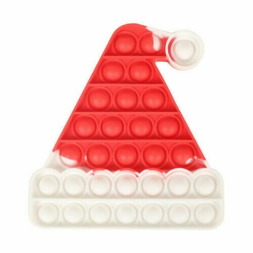 Red Christmas Popit Pop-it Hat Santa Bubble Fidget Toy Anxiety Squeezing Toy