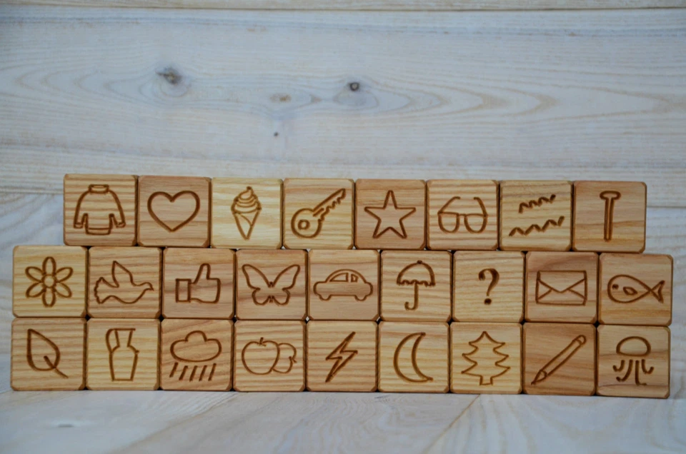 26 English Wood Alphabet Blocks, All in 1! ABC Wood Blocks Christmas Baby Shower - Image 3 of 4