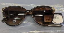 NWT Foster Grant Brown Tortoise Cat Eye Women Sunglasses Gold Accent