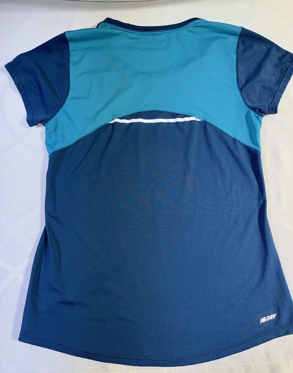New Balance Womens Lightning Dry Athletic Blue Short Sleeve