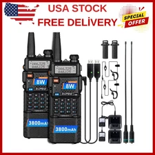 Long Range Walkie Talkie 100 Mile Two Way Radio Charge Headset Waterproof 2 PACK