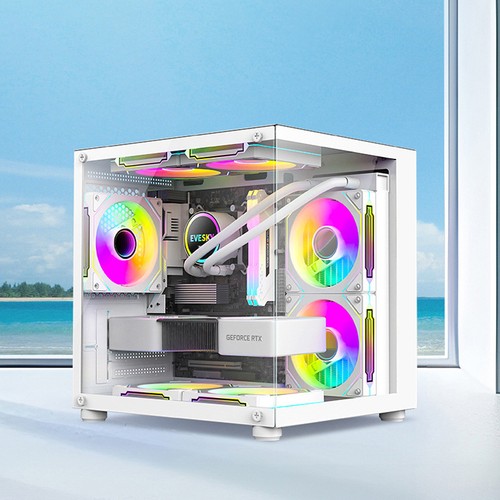 270 Degree Glass PC Case Transparent Desktop Computer Tower For M-ATX/ITX_Q - Zdjęcie 7 z 14