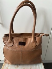 OSPREY OF LONDON LEATHER SHOULDER BAG WITH White STITCHING & 2 COMPARTMENTS