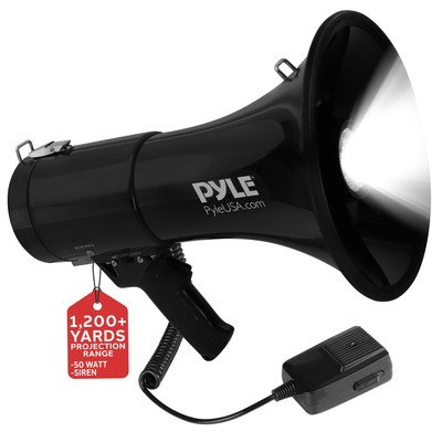 Pyle 50W Portable PA Megaphone Speaker Loud Voice Amplifier with Microphone
