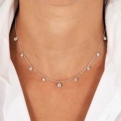 1,1 kt runder Schliff Laborgefertigter Diamant Testpass VVS1/D/Ausgezeichnete Charm Halskette