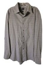 Arrow Wrinkle Free Cotton Blend Gray Plaid Dress Shirt Long Sleeve 16.5-32/33