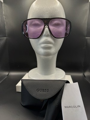 GUESS Women s Oversized Square Sunglasses Black Frame With Purple Tinted Lenses