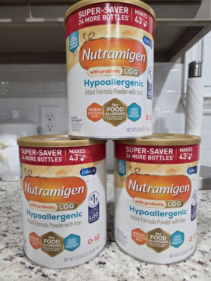 Лот из 3 гипоаллергенных детских смесей Nutramigen порошок пробиотик 27,8 унц - Изображение 3 из 4