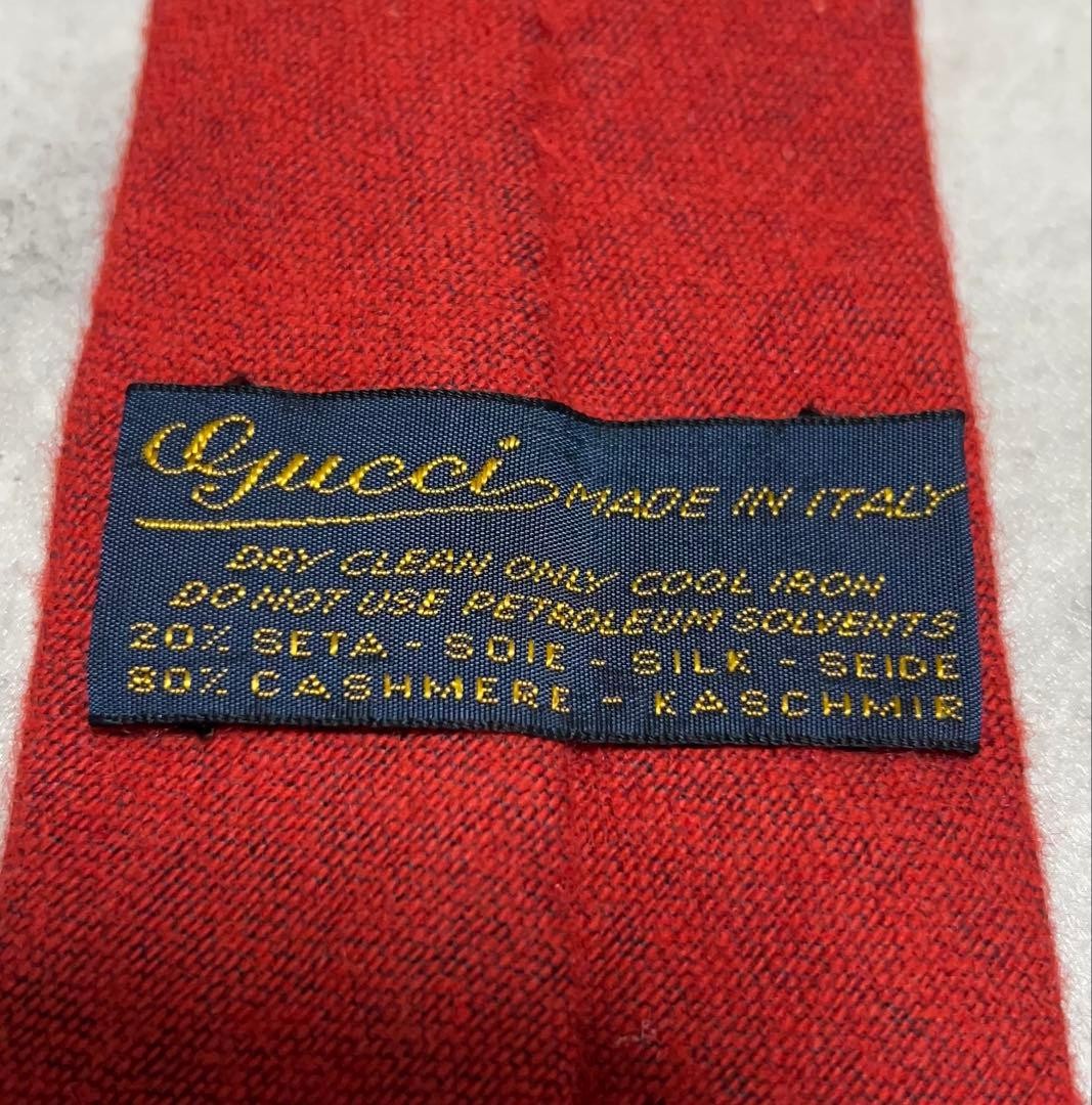 Old GUCCI Tie Solid Interlocking Cashmere Blend - image 9