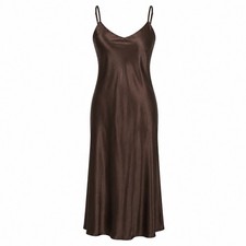 Compagnie Internationale Express Chocolate Brown Satin Flooor Length Dress 5/6