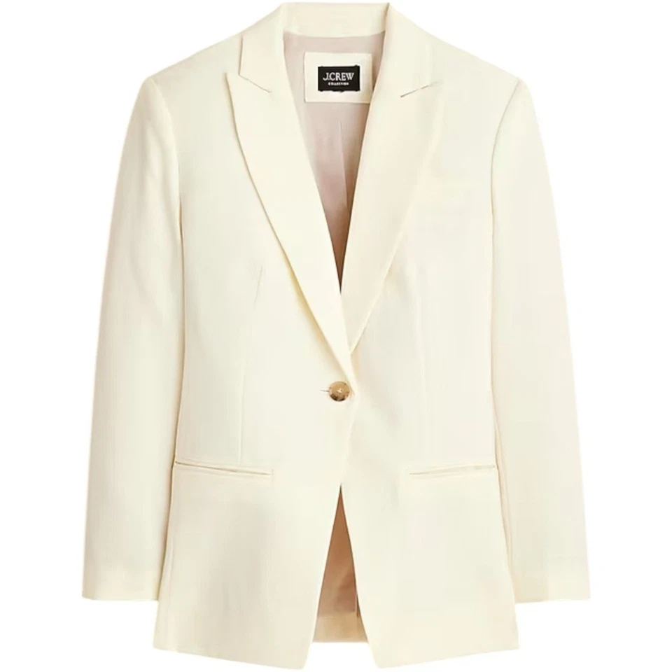 J. Blazer Crew Alexandra en sarga mezcla lana para mujer talla 2 blanco marfil Foto 2 de 4