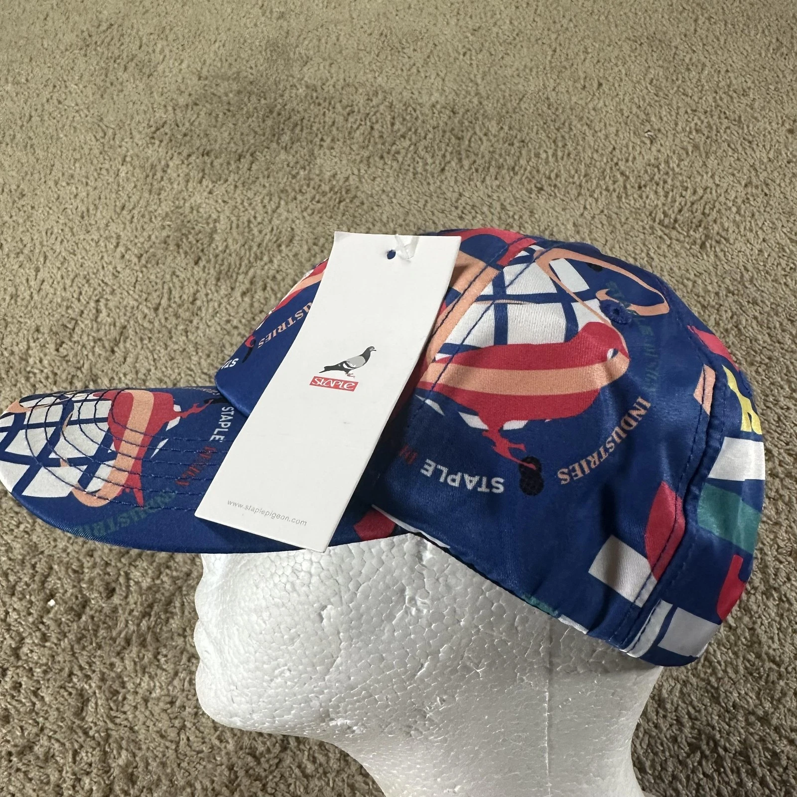Staple Hat Cap Strap Back Mens One Size Blue Pigeon Logo Allover Print AOP