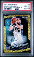 2024 PANINI PRIZM BLACK AUTO-GOLD SHIMMER FOTL #109 DOMANTAS SABONIS 4/10 PSA 10