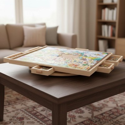 Luxury 2000-Piece Puzzle Table with 360° Spinning Design & 6 Storage Drawers