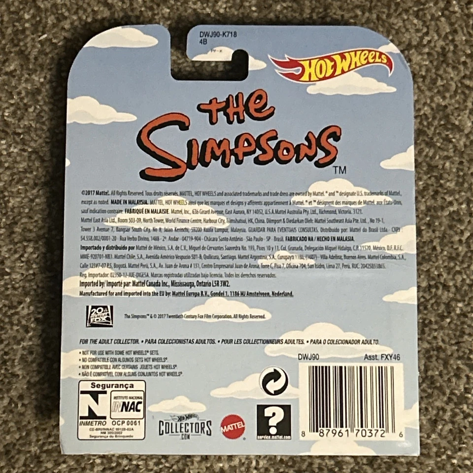 2017 Hot Wheels Retro Entertainment The Simpsons Family Car Real Riders NIB - Image 2 of 4