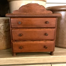 VTG Primitive Doll Dresser Wood Miniature Chest of Drawers