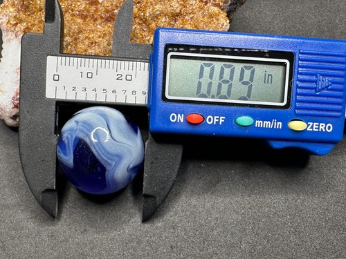 NICE Vintage Alley Agate or Heaton Swirl Marble Transparent Blue - .89" SHOOTER! - Picture 7 of 7