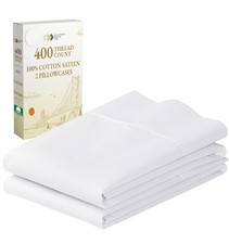 Standard Queen Size Pillowcase Set - 400 Thread Count, 100 Cotton Sateen