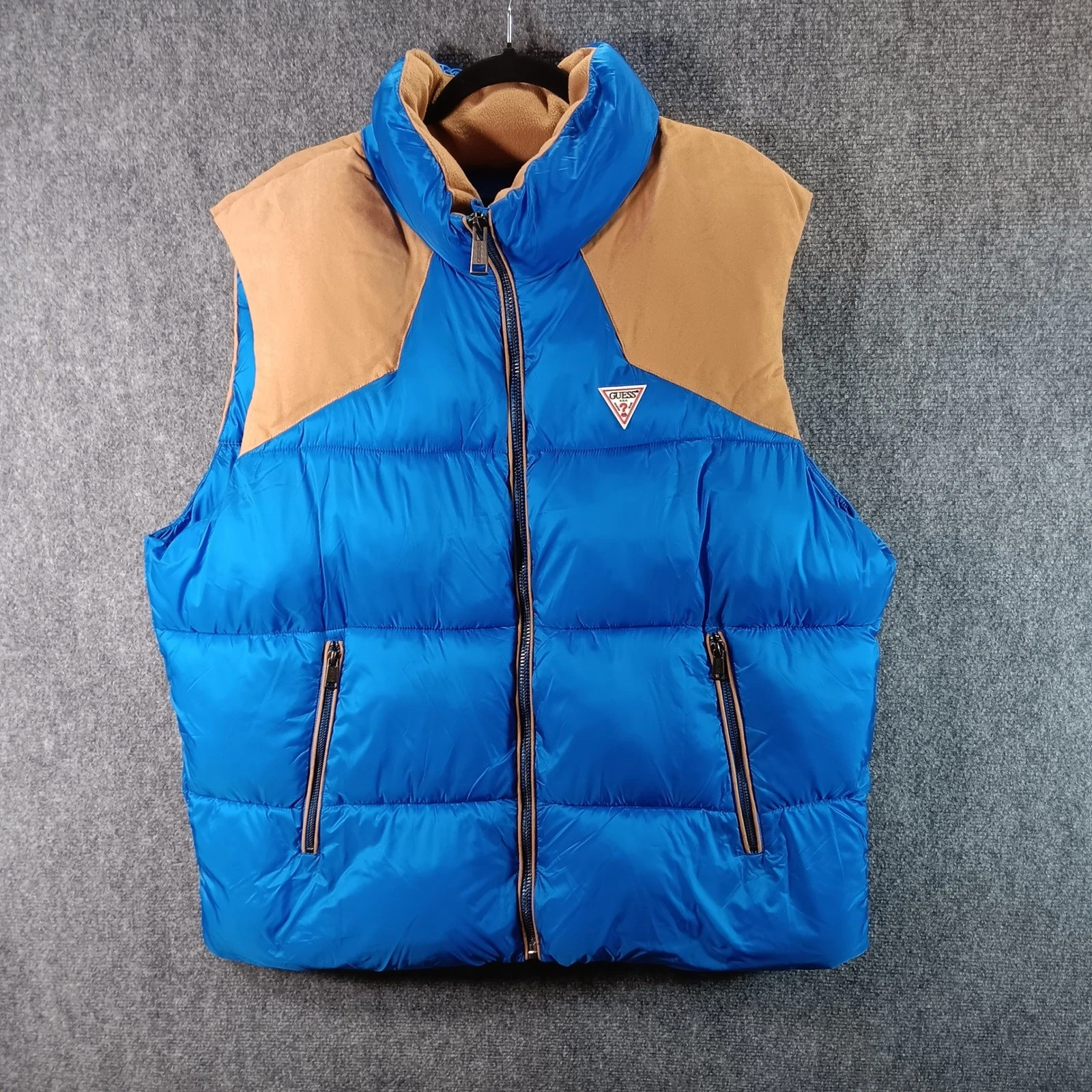 GUESS Yann Fabric Block Puffer Vest Gloaming Multi Blue Filled Polyester XXL