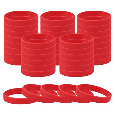 60 Pcs Unisex Rubber Bracelets Silicone Sports Wristbands Red