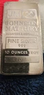 10 oz silver bar JM Johnson Matthey Assayers & Refiners