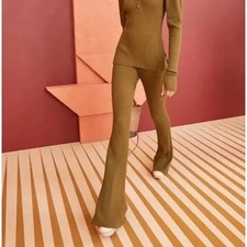 Ulla Johnson $495 Rochelle Ribbed Flare Wool Cashmere Pant Saquaro Sz P/00-0