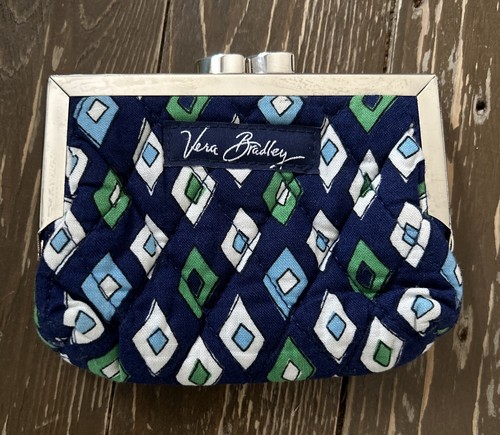 Vera Bradley Mediterranean Kisslock Kiss Lock Coin Purse in Mosaic Pattern Blue - 第 1/6 張圖片