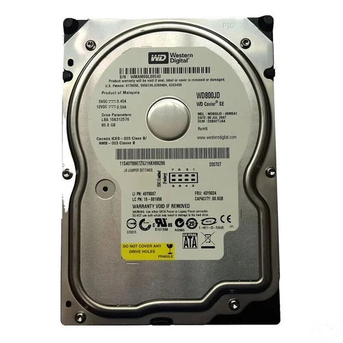 Original Western Digital 80GB WD800JD 7200RPM 8MB SATA 3.5" HDD Hard Disk Drive
