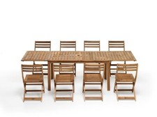 TAVOLO PRANZO TERRAZZO GIARDINO LEGNO ACACIA ALLUNGABILE DA 140 A 250