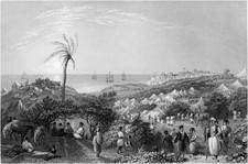 TURKISH EGYPTIAN WAR: ENCAMPMENT of IBRAHIM PASHA near JAFFA - Engraving 19th