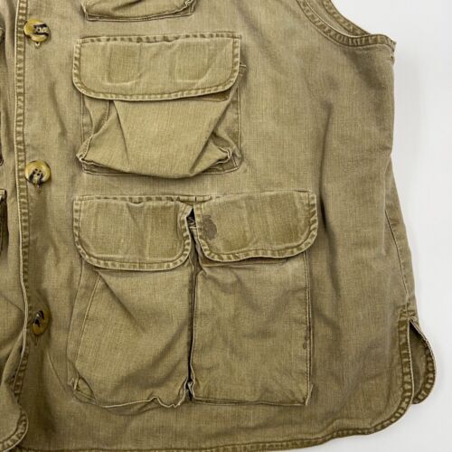 Vintage ReHead Mens Vest XL 9 Pocket Thick Khaki Fishing Hunting Utility - Picture 3 of 14