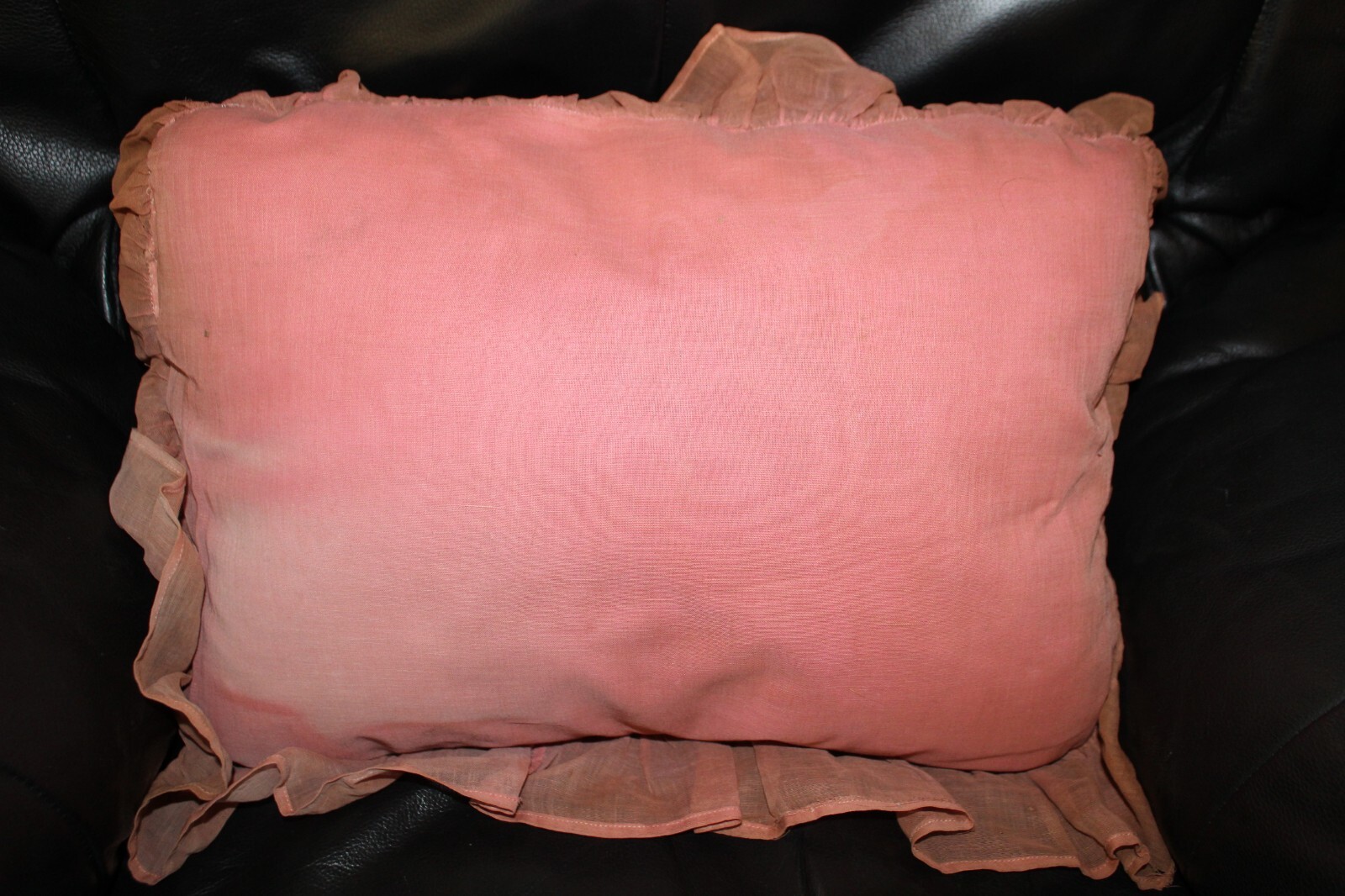 Vintage Art Deco Boudoir Bed Pillow Embroidery YoYo Flowers Sheer