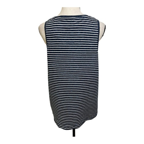 Nicole miller women tank top round neckline. Striped blue white size X-Large. - Picture 5 of 10