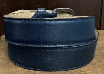 VTG Mens Blue Glove Leather Belt Sz 36 1.5”Wide Buckle Snaps