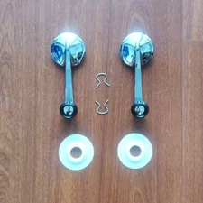 Chrome Window Crank Handle Kit pair black knob 1953 54 55 56 57 58 59 60 Bel Air